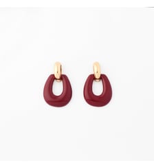 Boucles d'oreilles vintage en résine bordeaux Balaboosté