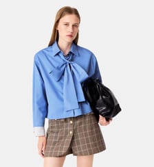 Chemise en coton avec lavallière Maje