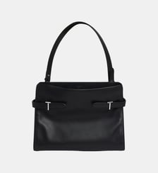 Sac porté épaule grand modèle Emie en cuir lisse et refente de velours Le Tanneur