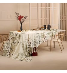 Nappe lin & coton lavé 150 g/m² imprimé beige Bambous parchemin Garnier Thiebaut