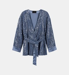 Veste kimono oversize brodée sequins Ikks