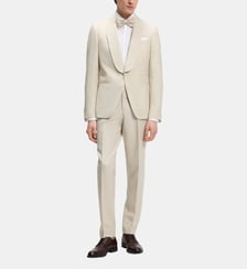 Costume Slim deux pièces en laine vierge et lin BOSS
