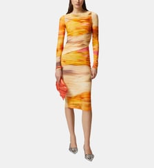 Robe midi bodycon imprimé paysage Pinko