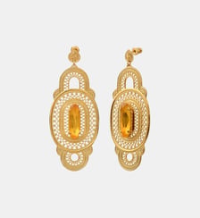 Boucles d'oreilles larges tiges percées   doré à l'or fin - Noor Satellite