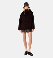 Manteau en laine à écharpe amovible Maje