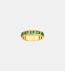 Bague écailles de crocodile dorée ornée de gemmes  émeraude Thomas Sabo