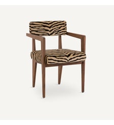 Fauteuil de table noyer, tissu jacquard AM.PM