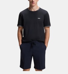 T-shirt droit stretch avec rayures et logo BOSS