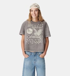 Tee-shirt oversize délavé visuel aigle Ikks