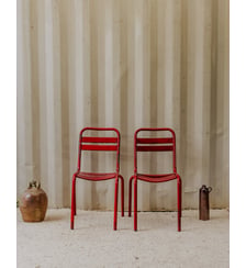 Paire de chaises en métal rouge Alma N°1589- Produit chiné Debongout