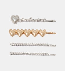 Set de 4 pinces cœurs et strass Balaboosté