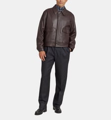 blouson en cuir marron Agnès b.