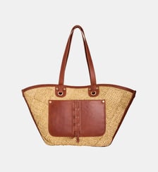 Sac Panier En Cuir Et Raphia Lucien Maison 123