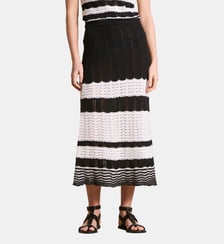 Jupe midi en maille rayée ajourée La Fée Maraboutée