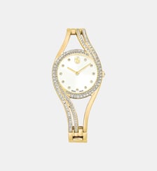 Montre Hyperbola bangle, Fabriqué en Suisse, Bracelet en métal, Ton doré, Finition ton doré Swarovski