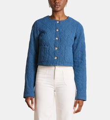 Veste courte en denim gaufré La Fée Maraboutée