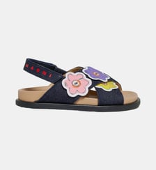 Sandales avec applications florales et logo Marni