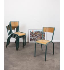 Lot de 6 chaises d'école Claude N°1366- Produit chiné Debongout