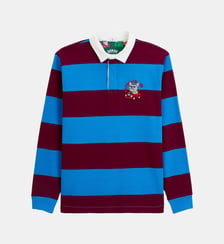 Polo de rugby manches longues rayé broderie Funky Animals Serge Blanco