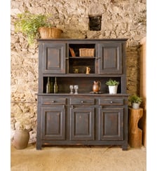 Grand buffet à deux corps en bois noir Gilbert N°1866- Produit chiné Debongout