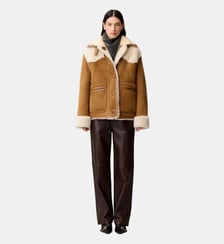 Veste peau lainée col cuir Claudie Pierlot