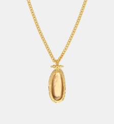 Collier pendentif ovale   doré à l'or fin - Bysance Satellite