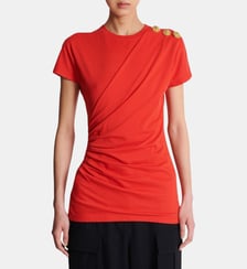 T-shirt à manches courtes drapé en jersey Balmain