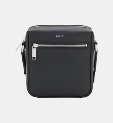 Sac reporter en cuir grainé avec logo BOSS