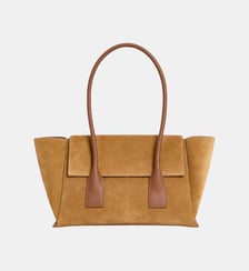 Sac cabas moyen modèle à rabat Elena en refente de velours Le Tanneur