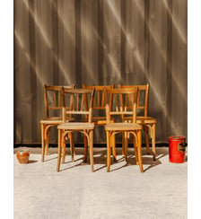 Lot de 5 chaises en bois Claude N°1543- Produit chiné Debongout
