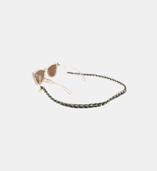 Chaîne de lunettes Lou cuir vegan noir et métal doré La Coque Française