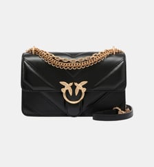 Sac porté épaule mini love bag one en cuir et cuir nappa à chevrons et triple chaîne Pinko
