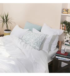 Housse de couette en percale de coton lavé, DOUCEUR LAVÉE Blanc Cerise