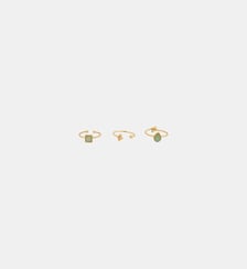 Set x3 bagues ajustables pierre d'Aventurine - acier inoxydable Balaboosté