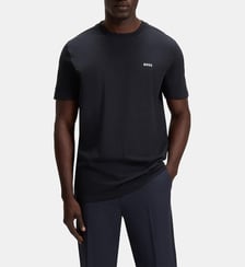 T-shirt droit signature en coton stretch  BOSS