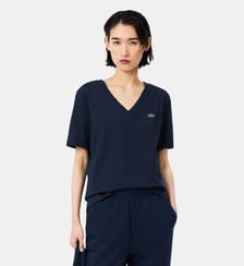 T-shirt relaxed fit coton doux col V Lacoste