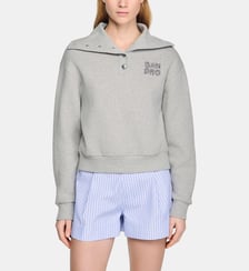 Sweatshirt brodé à col vareuse Sandro