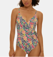 Maillot de bain 1 pièce bonnet mousse sans armature - Imprimé tropico blanc Simone Pérèle