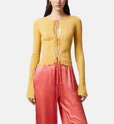 Pull côtelé ouvert avec liens sur le devant Pinko
