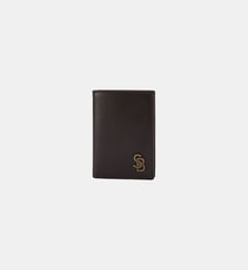Portefeuille vertical en cuir avec logo métal Serge Blanco
