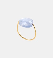 Bague or jaune coussin agate bleue dentelle Morganne Bello