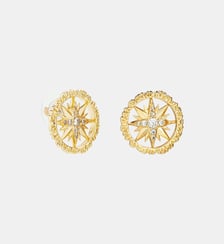 Boucles d'oreilles tiges dorées étoile rose des vents Les Néréides