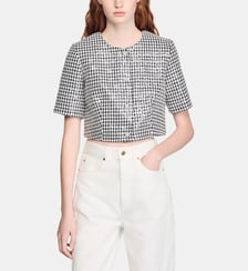 Veste courte en tweed pied-de-poule Sandro