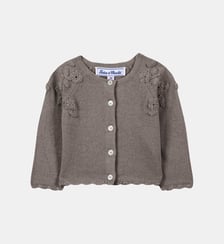 Cardigan -  moyen laine broderie main fleurs Tartine Et Chocolat