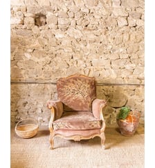 Fauteuil en velours marron Ernest N°1600- Produit chiné Debongout