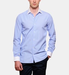 Chemise à rayures bâtons bleu col blanc coupe cintrée Atelier Privé