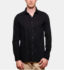 Chemise unie fluide noire boutons pressions Atelier Privé