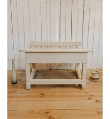 Pupitre et banc pour enfant en bois blanc Edouard N°1124 - Produit chiné Debongout