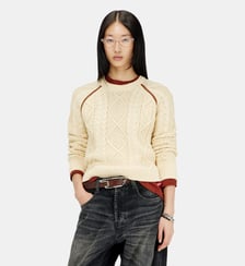 Pull en maille torsadée avec bandes contrastantes Diesel