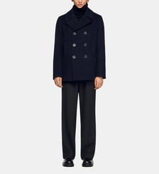 Manteau court droit en laine mélangée Sandro